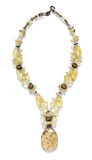 An Arthur Koby Yellow Necklace, Approximately 18" in length.