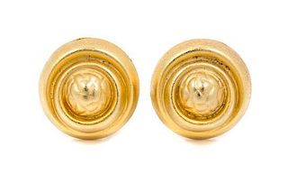 Two Pairs of Goldtone Givenchy Earclips, Both pairs approximately 1" by 1".