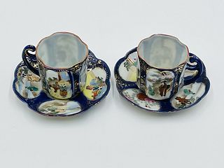 Pair of Imari style Tea Cups and Saucers