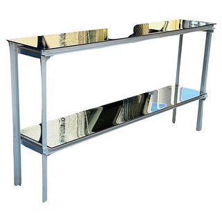 Custom Made Console Table With Aluminum Frame & Glass top