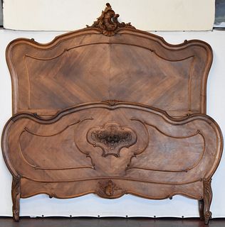 FRENCH WALNUT LOUIS XV FULL SIZE BED
