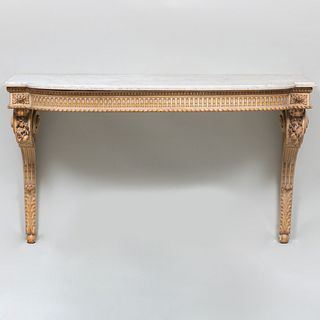 Louis XV Style Carved and Painted Wall-Mounted Demilune Console 
