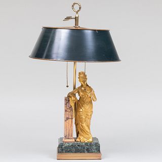 Empire Style Gilt-Bronze and Marble Figural Lamp 
