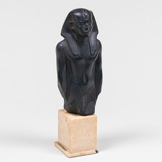 Egyptian Style Ebonized Plaster Figure of a Pharaoh
