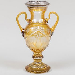 Silver-Mounted Bohemian Glass Vase