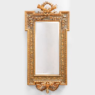 Louis XVI Style Green Painted and Parcel-Gilt Mirror
