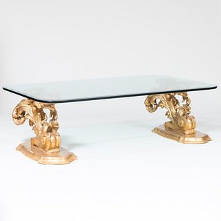 Rococo Style Carved Giltwood and Glass Low Table