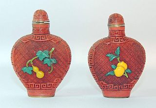 Two Cinnabar Lacquer Snuff Bottles