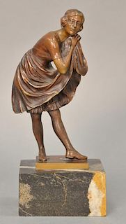 Art nouveau bronze woman figure, ht. 9in.