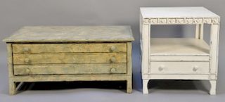 Two piece lot to include two tier occasional table with one drawer along with painted coffee table with one drawer.