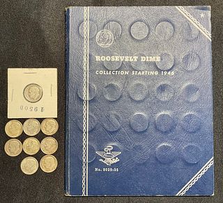 63 Roosevelt Dimes From 1946-1972 in Whitman Coin Folder 48 are Silver