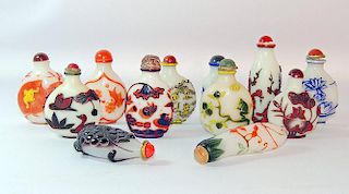Twelve Peking Glass Snuff Bottles
