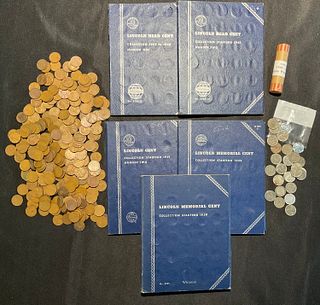 613 Mixed Lincoln Pennies in Coin Folders and Loose