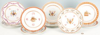 9 Chinese Export Armorial Porcelain Plates