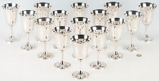 Set of 15 Wallace Sterling Silver Water Goblets