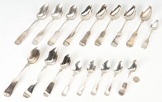 17 Coin Silver spoons: Memphis TN and Macon, GA marks