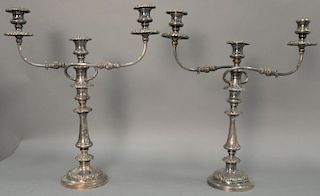 Pair of Sheffield silverplated candelabras. ht. 18in.