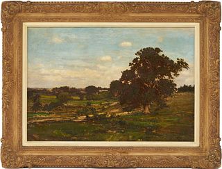 George Inness O/C Landscape with a Large Tree, c. 1856