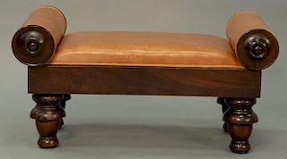 Leather upholstered diminutive bench. ht. 13 1/2 in., wd. 24in., dp. 13 1/2 in.