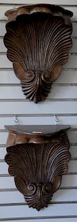 pair of scallop shell carved shelves. ht. 17in.