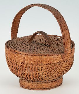 Appalachian Split Oak Lidded Work Basket, Exhibited