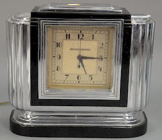 Art Deco Manning Bowman electric chrome clock. 
height 9 1/2 inches, length 11 inches
