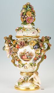 A Large Meissen Pot-Pourri Porcelain Lidded Urn