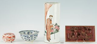 4 Chinese Decorative Items, incl. Porcelain
