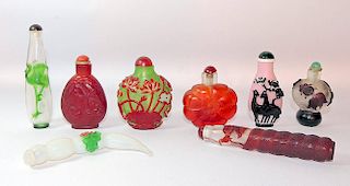 Eight Peking Glass Snuff Bottles