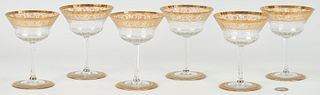 6 Saint Louis Thistle Pattern Crystal Champagne Glasses