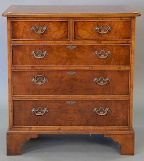 George IV style burlwood chest with banded inlaid top, 20th century. ht. 33in., top: 16" x 30"