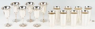 6 Wallace Sterling Goblets & 8 Sterling Tall Tumblers or Cups, 14 items