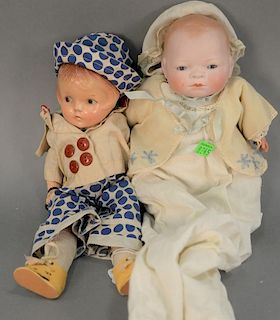 Two dolls Grace S. Putnam German porcelain doll and a composition head doll. both 12inches