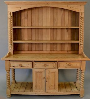 Irish pine hutch in two parts. ht. 82in., wd. 72in., dp. 20in.