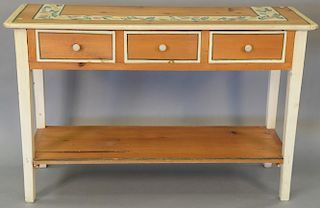 Pine server, paint decorated. ht. 36in., wd. 56in., dp. 19 1/2 in., top: 20" x 56"