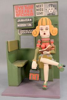 Jacqueline Fogel wood sculpture, Live Your Life as a Blonde. ht. 31in.