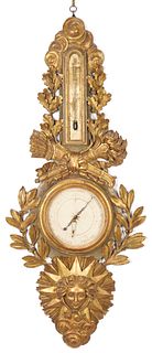 French Carved Giltwood Barometer