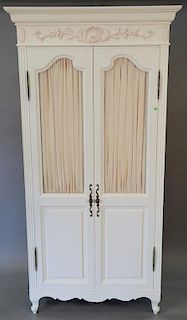 Louis XV style armoire cabinet with shelves and fitted drawers and two grillwork doors. ht. 85in., wd. 38in., dp. 18in.
