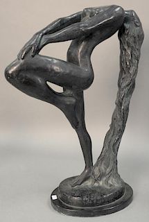 Austin Prod Inc art nouveau nude sculpture of a woman with long hair. ht. 21in.