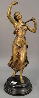 Large bronze figure of a classical woman in a dress, unmarked. ht. 24in.