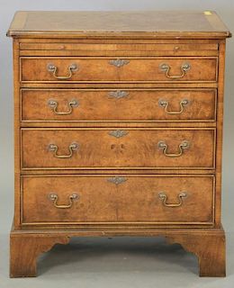 Burlwood bachelor's chest with slide. ht. 29 1/2in., wd. 25 1/2in., dp. 15 1/2 in.