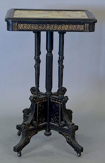 Victorian ebonized table with inset marble top. ht. 31in., top: 16" x 20"
