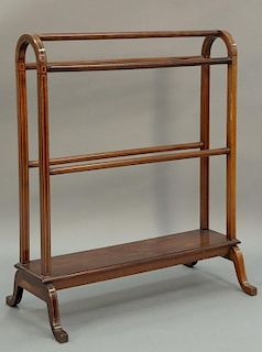 Edwardian style inlaid mahogany towel rack. ht. 36in., wd. 30in.
