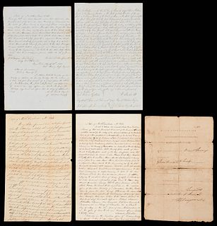 5 NC/TN Land Grant Documents incl. James Glasgow Signed & Overton Related
