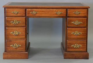 Two piece lot to include a chess board game table and a kneehole desk. table: ht. 30in., top: 19" x 19" and desk: ht. 30in., 