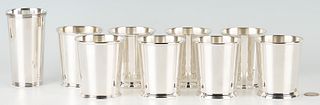 8 Sterling Silver Julep Cups & 1 Tall Sterling Silver Beaker