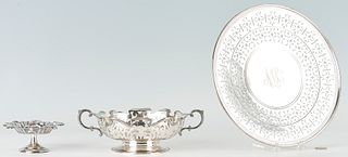 3 Sterling Items, incl. Gorham Footed Plate, Round Basket & Candy Compote