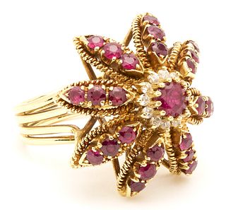 18K Gold & Ruby Cocktail Ring
