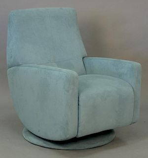 American suede "Moonstone" blue swivel reclining chair, excellent condition.