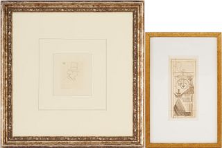 Marcel Duchamp Etching, Coffee Mill, plus Manet Etching, Baudelaire